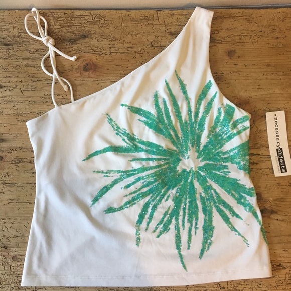 NWT Y2K Beaded Burst Fireworks Asymmetrical One-Shoulder Body Con Shelf Bra Top - Picture 7 of 10